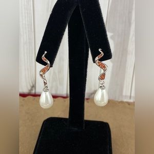 Red garnets and Fresh Water Pearl Earrings